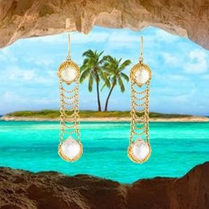 SOLD -Anthony Nak 18k Gold Citrine Ladder Earrings